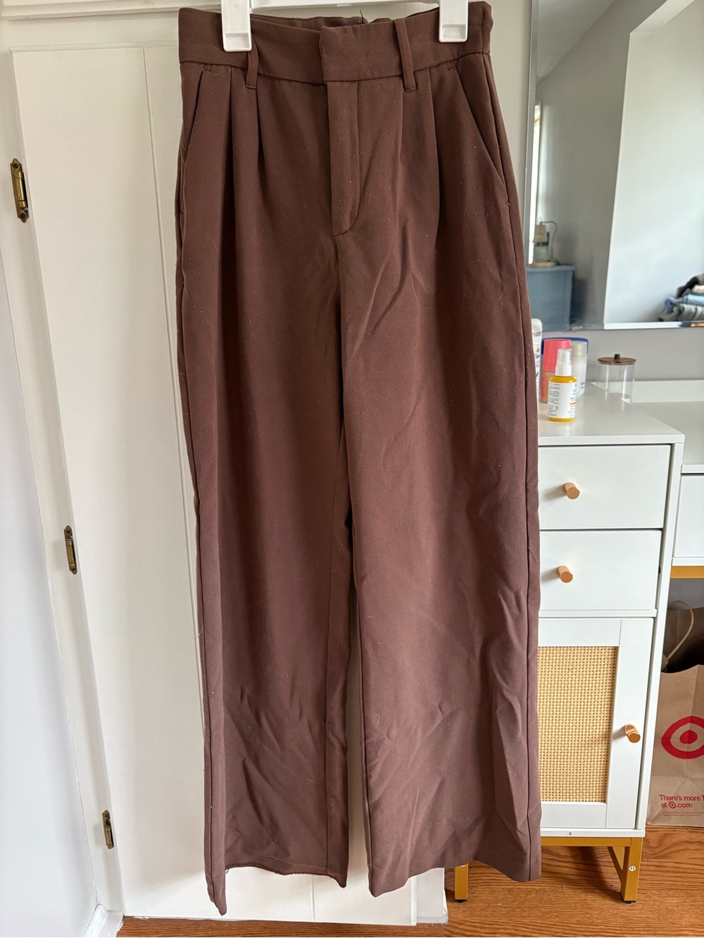 Abercrombie & Fitch Brown Pleated Wide-Leg Chinos